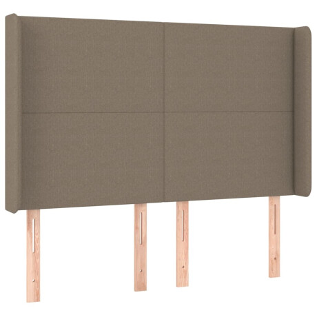 vidaXL Hoofdbord met randen 147x16x118/128 cm stof taupe afbeelding2 - 1