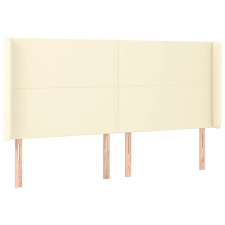 vidaXL Hoofdbord met randen 163x16x118/128 cm kunstleer crèmekleurig afbeelding2 - 1