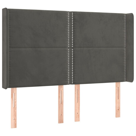 vidaXL Hoofdbord met randen 147x16x118/128 cm fluweel donkergrijs afbeelding2 - 1