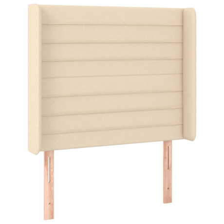 vidaXL Hoofdbord met randen 103x16x118/128 cm stof crèmekleurig afbeelding2 - 1