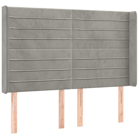 vidaXL Hoofdbord met randen 147x16x118/128 cm fluweel lichtgrijs afbeelding2 - 1