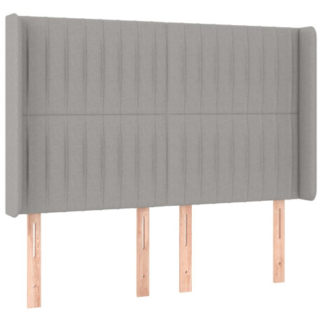 vidaXL Hoofdbord met randen 147x16x118/128 cm stof lichtgrijs afbeelding2 - 1