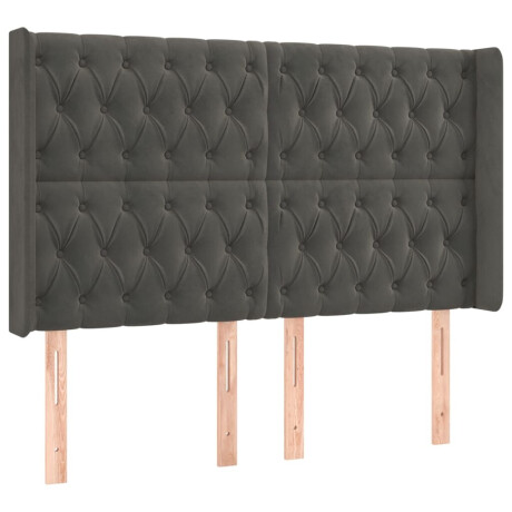 vidaXL Hoofdbord met randen 163x16x118/128 cm fluweel donkergrijs afbeelding2 - 1