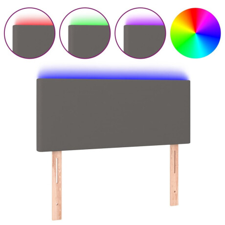 vidaXL Hoofdbord LED 100x5x78/88 cm kunstleer grijs afbeelding2 - 1