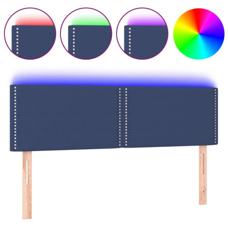 vidaXL Hoofdbord LED 144x5x78/88 cm stof blauw afbeelding2 - 1