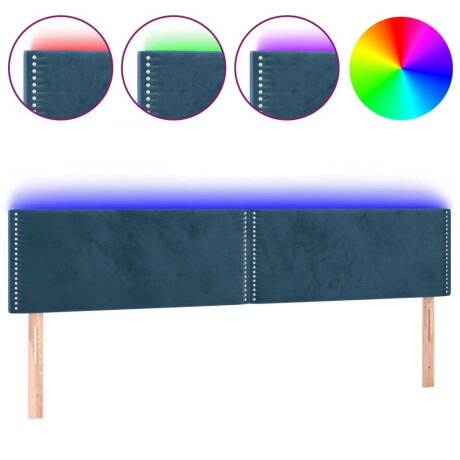 vidaXL Hoofdbord LED 200x5x78/88 cm fluweel donkerblauw afbeelding2 - 1