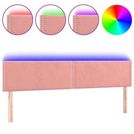 vidaXL Hoofdbord LED 200x5x78/88 cm fluweel roze afbeelding2 - 1