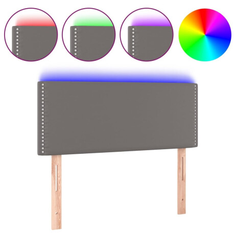 vidaXL Hoofdbord LED 100x5x78/88 cm kunstleer grijs afbeelding2 - 1