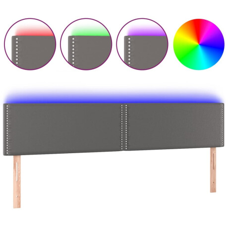 vidaXL Hoofdbord LED 160x5x78/88 cm kunstleer grijs afbeelding2 - 1