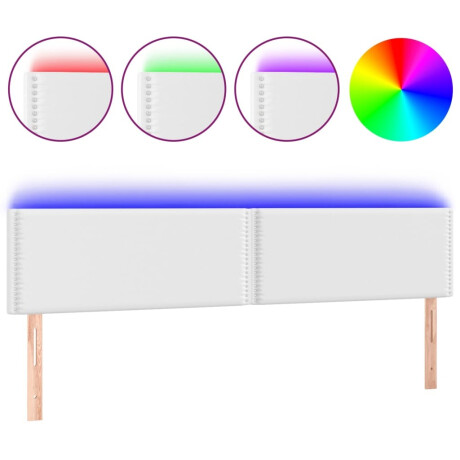 vidaXL Hoofdbord LED 200x5x78/88 cm kunstleer wit afbeelding2 - 1