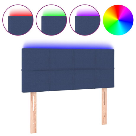 vidaXL Hoofdbord LED 100x5x78/88 cm stof blauw afbeelding2 - 1