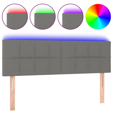 vidaXL Hoofdbord LED 144x5x78/88 cm stof donkergrijs afbeelding2 - 1