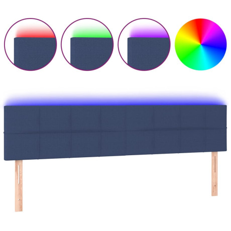 vidaXL Hoofdbord LED 200x5x78/88 cm stof blauw afbeelding2 - 1