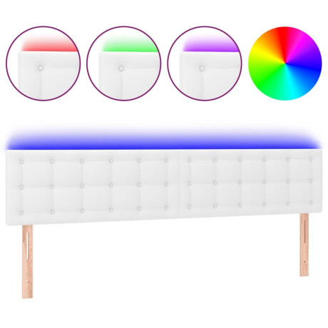 vidaXL Hoofdbord LED 200x5x78/88 cm kunstleer wit afbeelding2 - 1