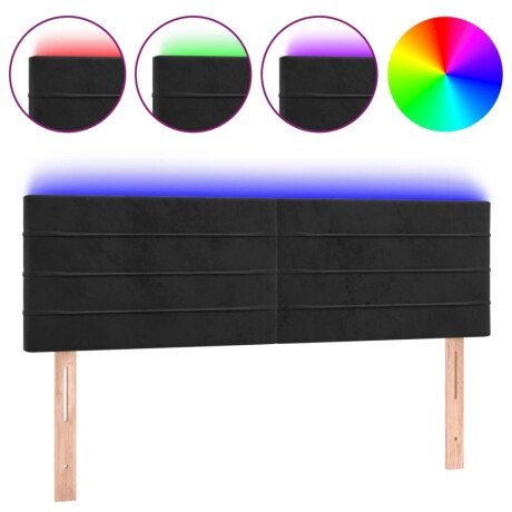 vidaXL Hoofdbord LED 144x5x78/88 cm fluweel zwart afbeelding2 - 1