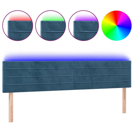 vidaXL Hoofdbord LED 160x5x78/88 cm fluweel donkerblauw afbeelding2 - 1