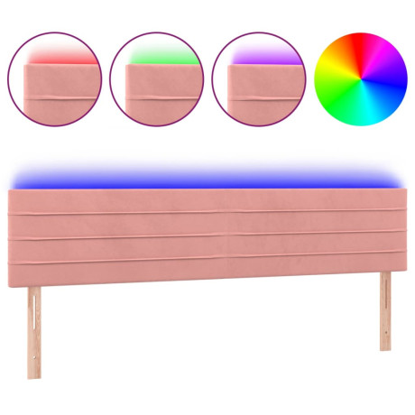 vidaXL Hoofdbord LED 160x5x78/88 cm fluweel roze afbeelding2 - 1