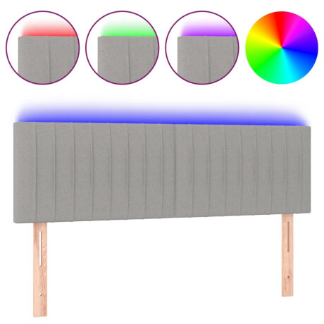 vidaXL Hoofdbord LED 144x5x78/88 cm stof lichtgrijs afbeelding2 - 1