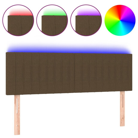 vidaXL Hoofdbord LED 144x5x78/88 cm stof donkerbruin afbeelding2 - 1