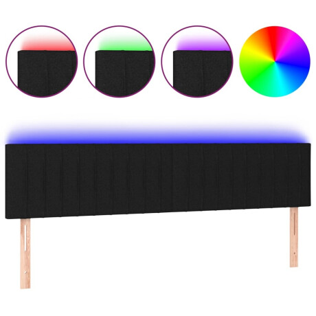 vidaXL Hoofdbord LED 200x5x78/88 cm stof zwart afbeelding2 - 1
