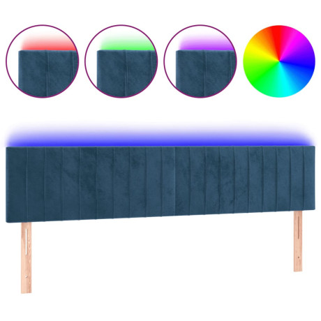 vidaXL Hoofdbord LED 180x5x78/88 cm fluweel donkerblauw afbeelding2 - 1