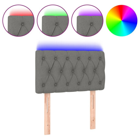 vidaXL Hoofdbord LED 80x7x78/88 cm stof donkergrijs afbeelding2 - 1