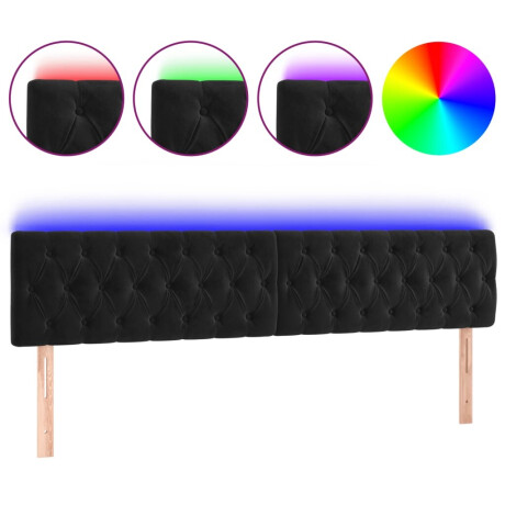 vidaXL Hoofdbord LED 200x7x78/88 cm fluweel zwart afbeelding2 - 1