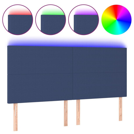 vidaXL Hoofdbord LED 160x5x118/128 cm stof blauw afbeelding2 - 1