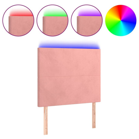 vidaXL Hoofdbord LED 100x5x118/128 cm fluweel roze afbeelding2 - 1