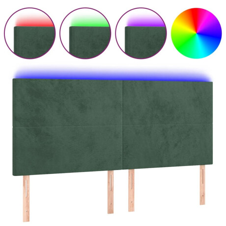 vidaXL Hoofdbord LED 200x5x118/128 cm fluweel donkergroen afbeelding2 - 1