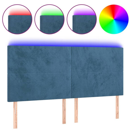 vidaXL Hoofdbord LED 200x5x118/128 cm fluweel donkerblauw afbeelding2 - 1