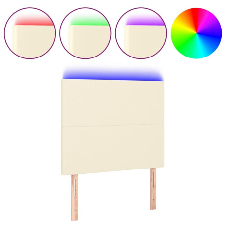 vidaXL Hoofdbord LED 100x5x118/128 cm kunstleer crèmekleurig afbeelding2 - 1