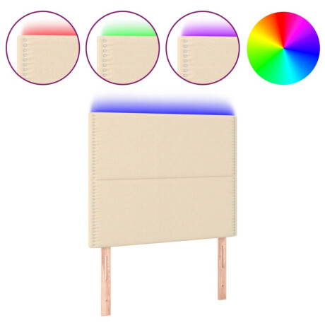 vidaXL Hoofdbord LED 100x5x118/128 cm stof crèmekleurig afbeelding2 - 1