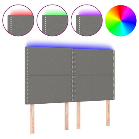 vidaXL Hoofdbord LED 144x5x118/128 cm stof donkergrijs afbeelding2 - 1