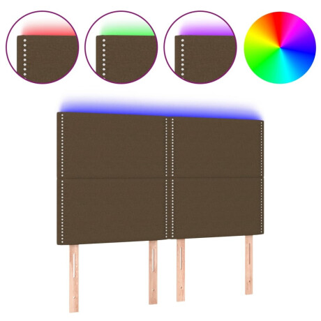 vidaXL Hoofdbord LED 144x5x118/128 cm stof donkerbruin afbeelding2 - 1