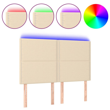 vidaXL Hoofdbord LED 144x5x118/128 cm stof crèmekleurig afbeelding2 - 1