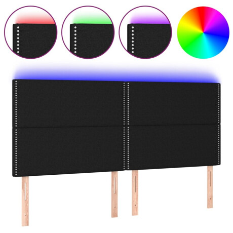 vidaXL Hoofdbord LED 180x5x118/128 cm stof zwart afbeelding2 - 1