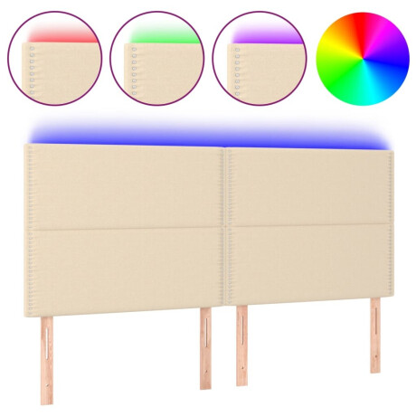 vidaXL Hoofdbord LED 180x5x118/128 cm stof crèmekleurig afbeelding2 - 1