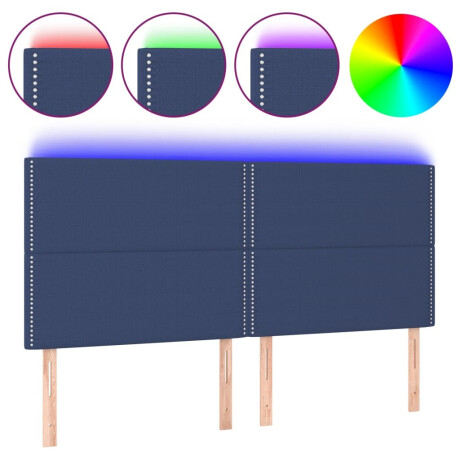 vidaXL Hoofdbord LED 200x5x118/128 cm stof blauw afbeelding2 - 1