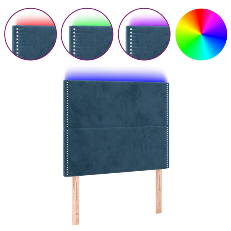 vidaXL Hoofdbord LED 100x5x118/128 cm fluweel donkerblauw afbeelding2 - 1