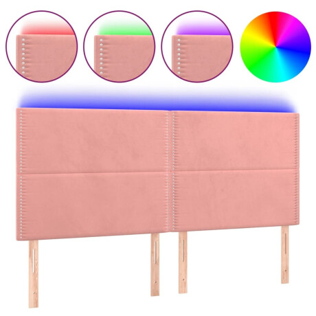 vidaXL Hoofdbord LED 180x5x118/128 cm fluweel roze afbeelding2 - 1