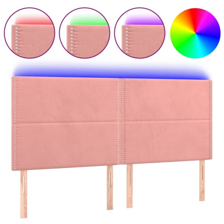 vidaXL Hoofdbord LED 200x5x118/128 cm fluweel roze afbeelding2 - 1