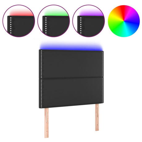 vidaXL Hoofdbord LED 100x5x118/128 cm kunstleer zwart afbeelding2 - 1