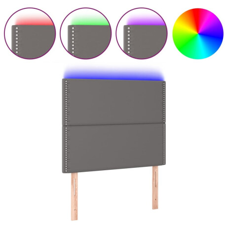 vidaXL Hoofdbord LED 100x5x118/128 cm kunstleer grijs afbeelding2 - 1
