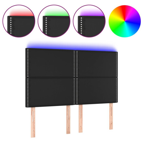vidaXL Hoofdbord LED 144x5x118/128 cm kunstleer zwart afbeelding2 - 1