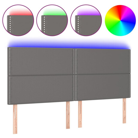 vidaXL Hoofdbord LED 200x5x118/128 cm kunstleer grijs afbeelding2 - 1