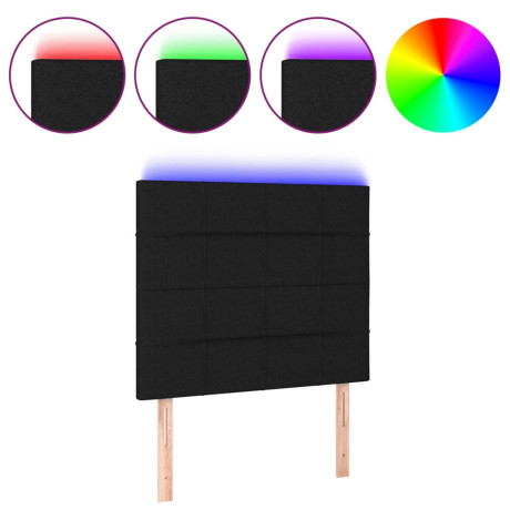vidaXL Hoofdbord LED 100x5x118/128 cm stof zwart afbeelding2 - 1
