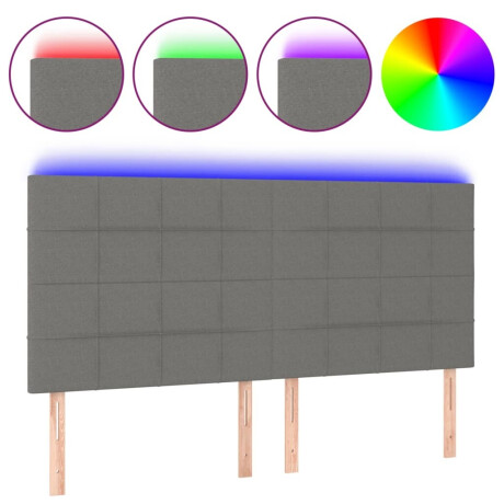 vidaXL Hoofdbord LED 180x5x118/128 cm stof donkergrijs afbeelding2 - 1