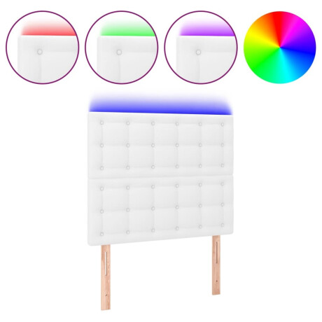 vidaXL Hoofdbord LED 100x5x118/128 cm kunstleer wit afbeelding2 - 1