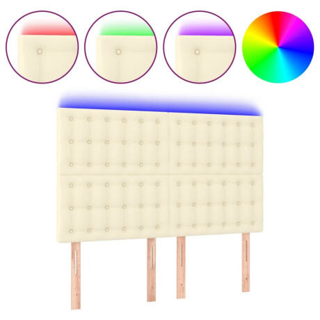 vidaXL Hoofdbord LED 144x5x118/128 cm kunstleer crèmekleurig afbeelding2 - 1